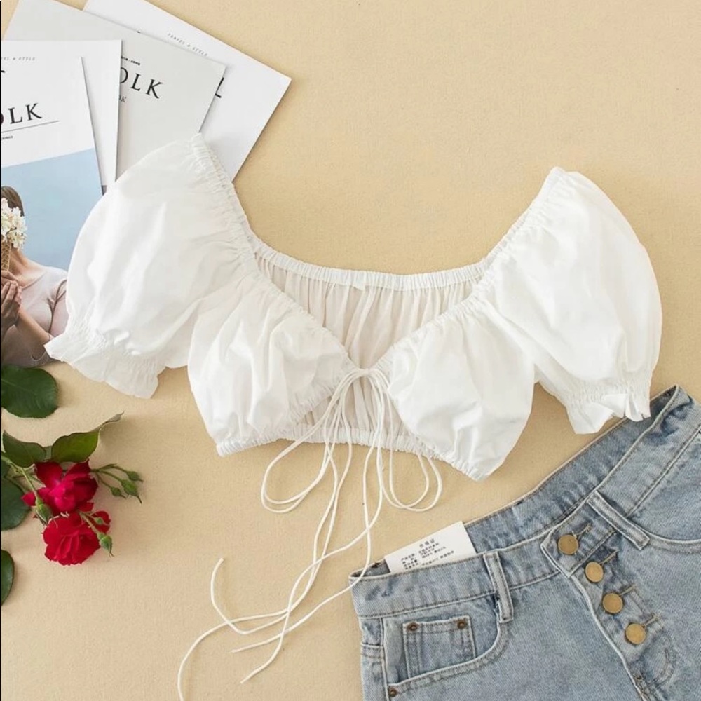 SHEIN tie front crop top